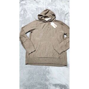 Hawker Rye Men's Medium Beige Cotton Nylon Pullover Button Up Hoodie NWT